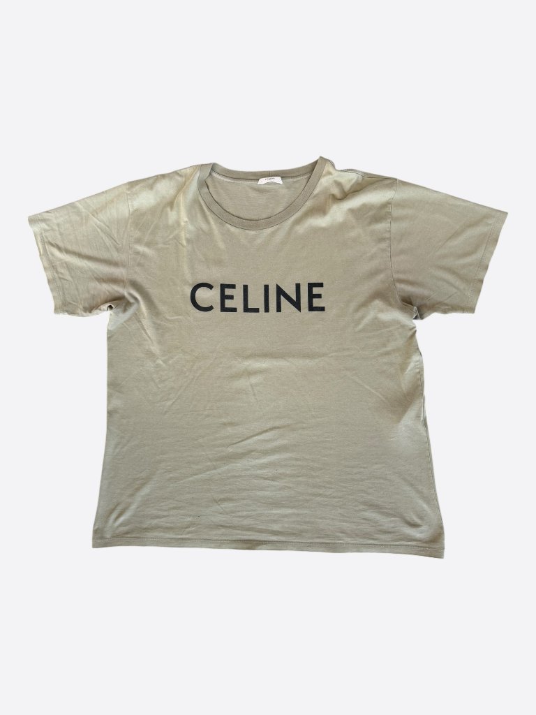 Celine Olive & Black Logo T-Shirt